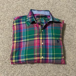 Vintage Polo Ralph Lauren Green and Pink Casual Button Down Shirt